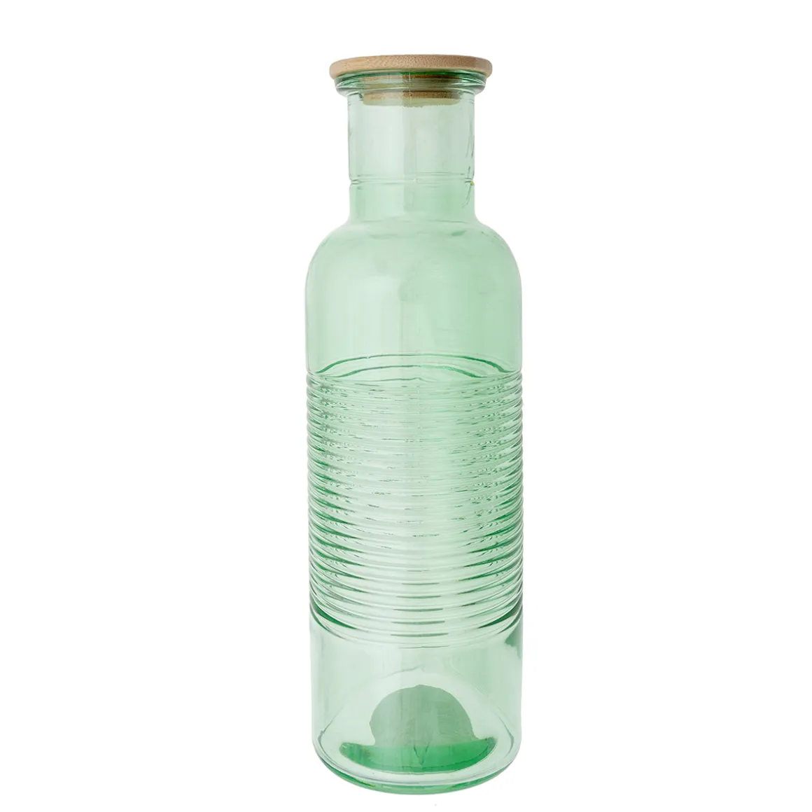 Botella de vidrio con tapa de bambú verde 1070 ml
