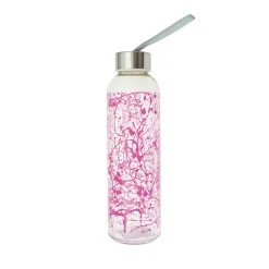 Botella vidrio 500cc tapa y lazo rosa