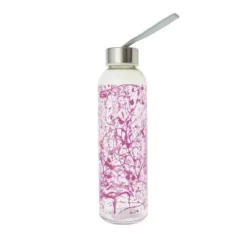 Botella vidrio 500cc tapa y lazo rosa