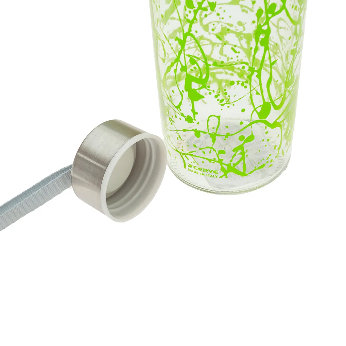 Botella vidrio 500cc tapa y lazo verde