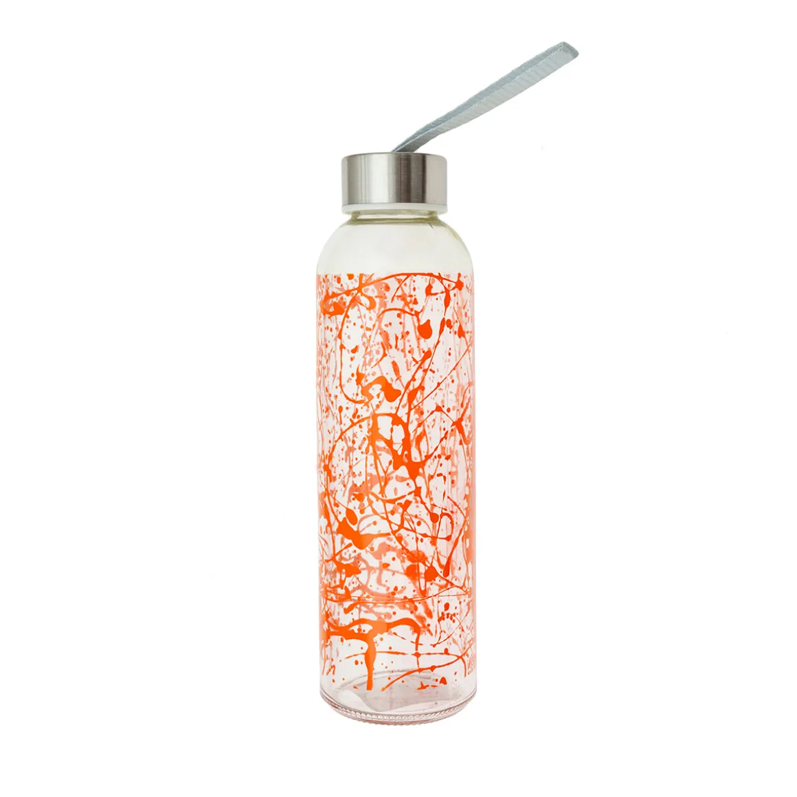 Botella vidrio 500cl tapa y lazo naranja