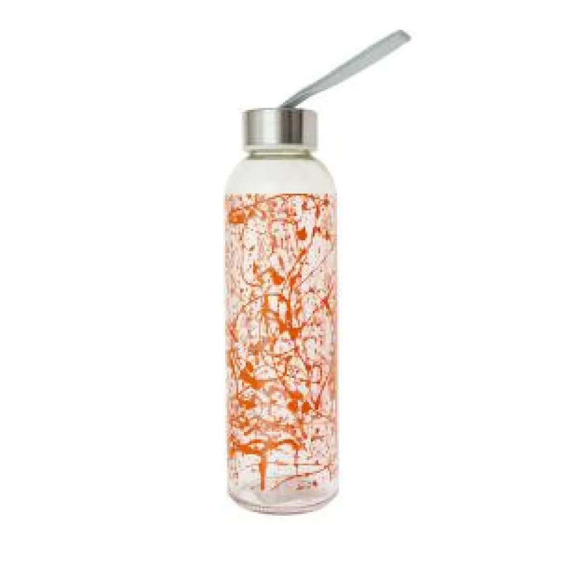 Botella vidrio 500cl tapa y lazo naranja