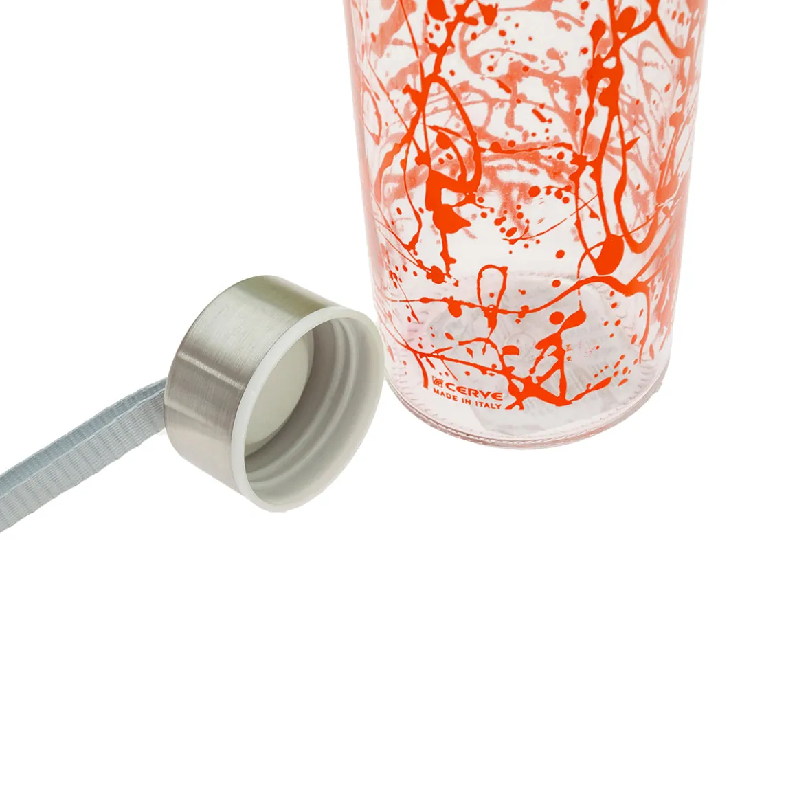 Botella vidrio 500cl tapa y lazo naranja