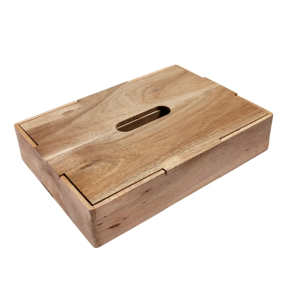 Caja de madera con tapa y 3 compartimentos