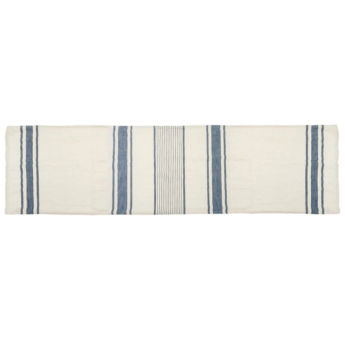 Camino de Mesa de Algodón y Lino con Rayas Azules 50 x 160 cm