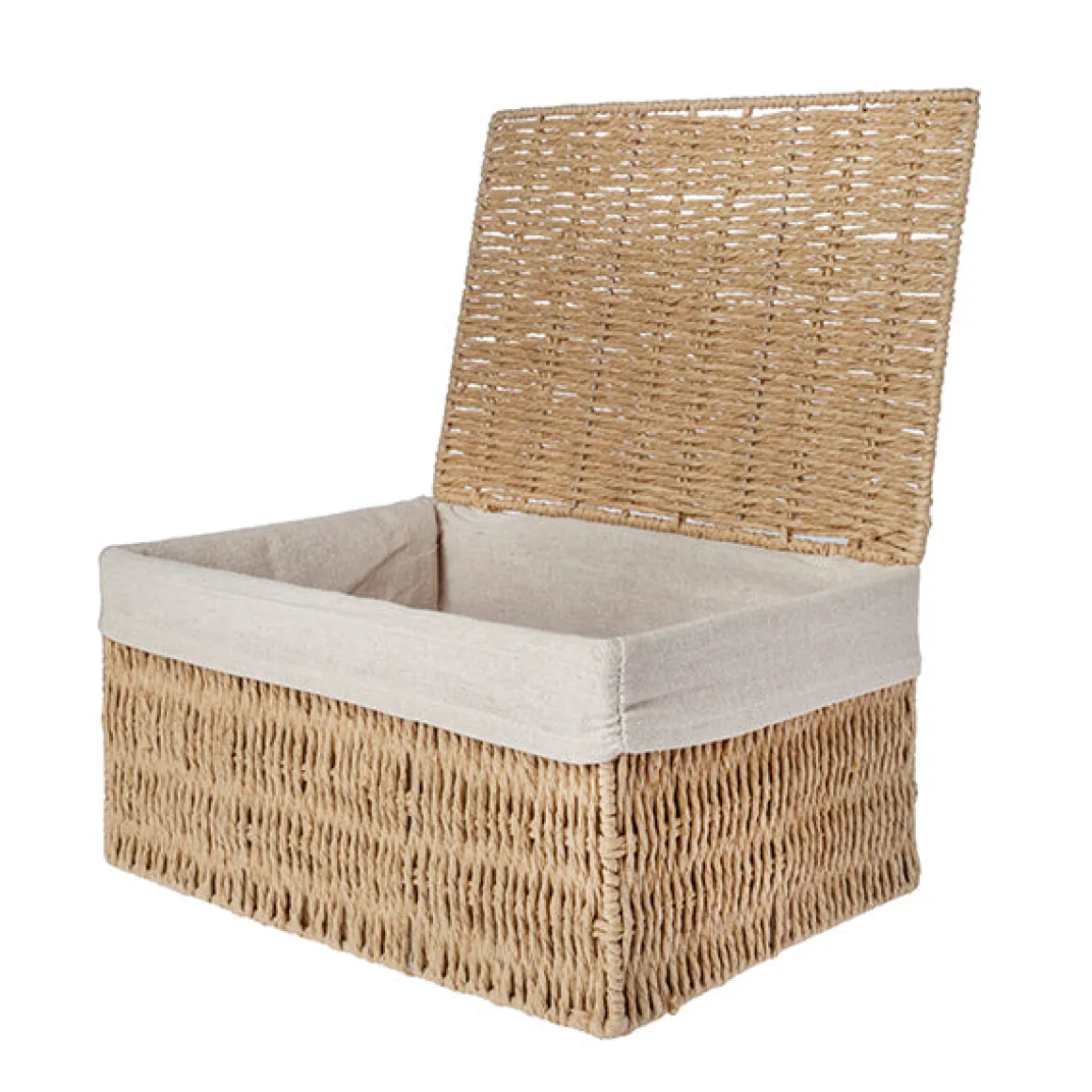 Cesta con tapa y tejido interior