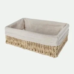 Cesta rectangular con tejido interior