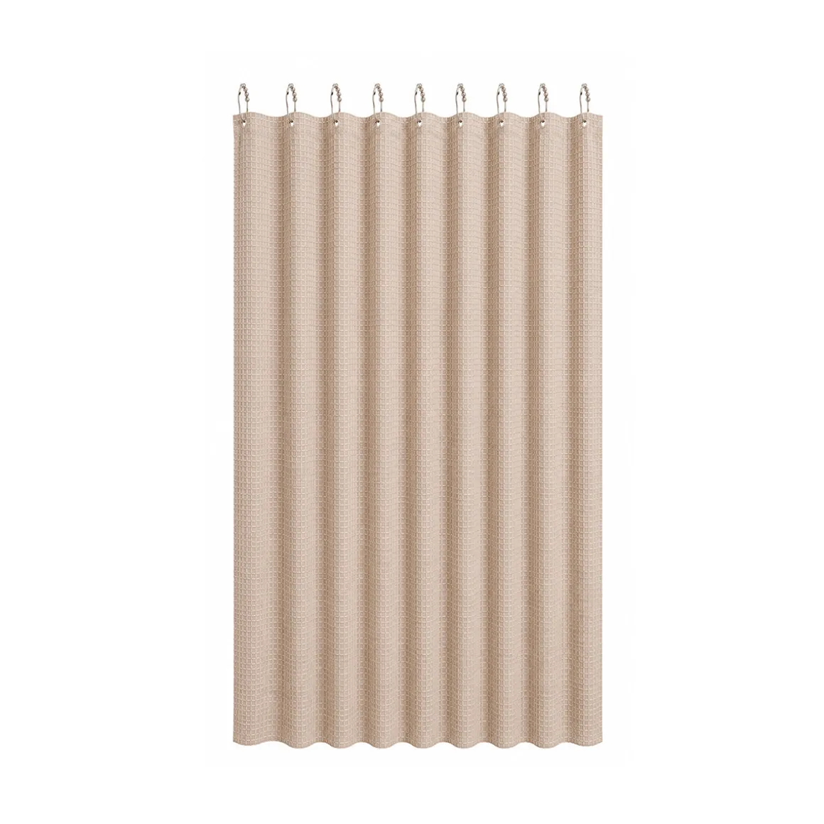 Cortina de Ducha Beige Texturizada con 12 Anillas 180 × 200 cm