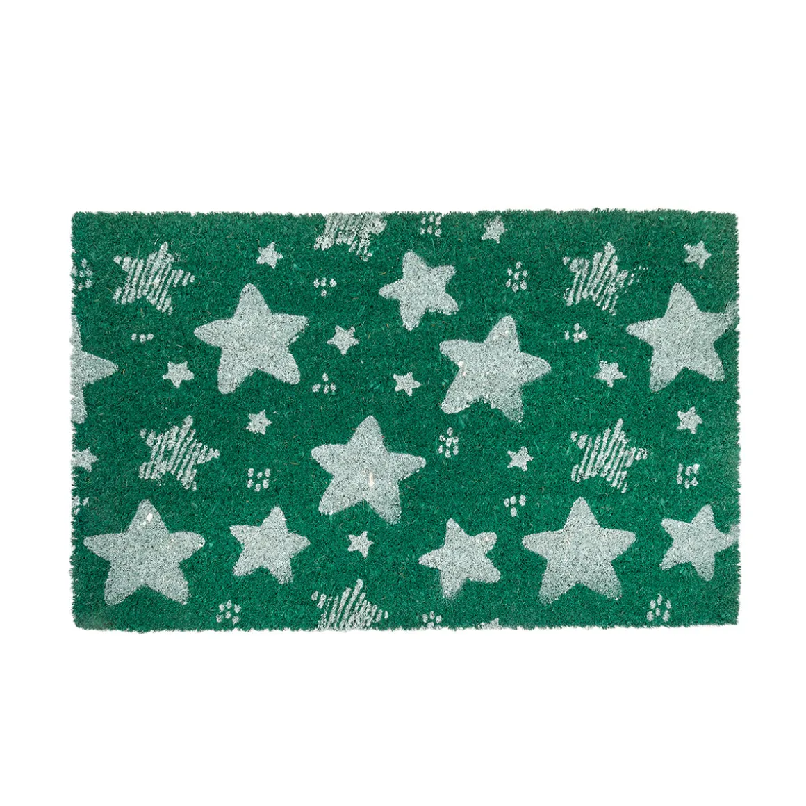 Felpudo fibra coco estrellas verde