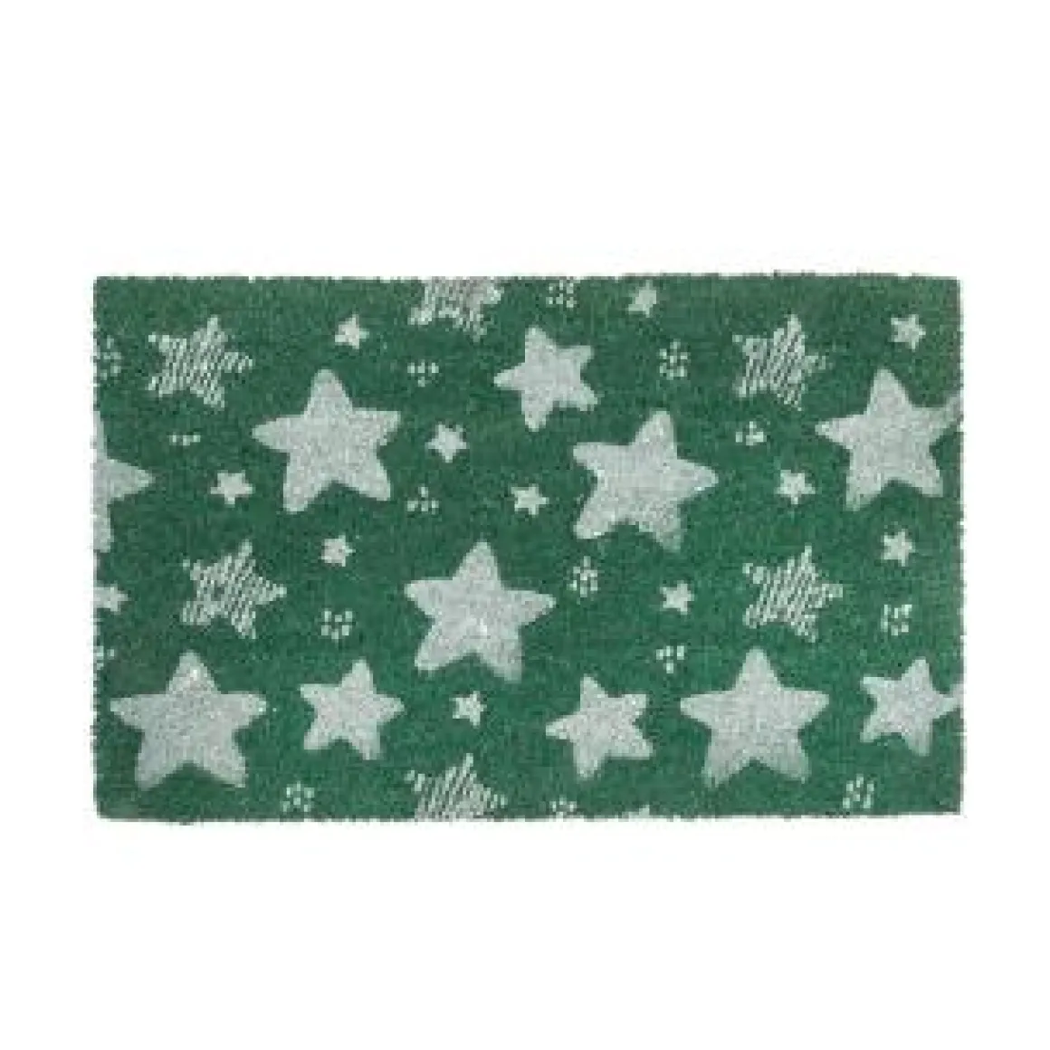 Felpudo fibra coco estrellas verde