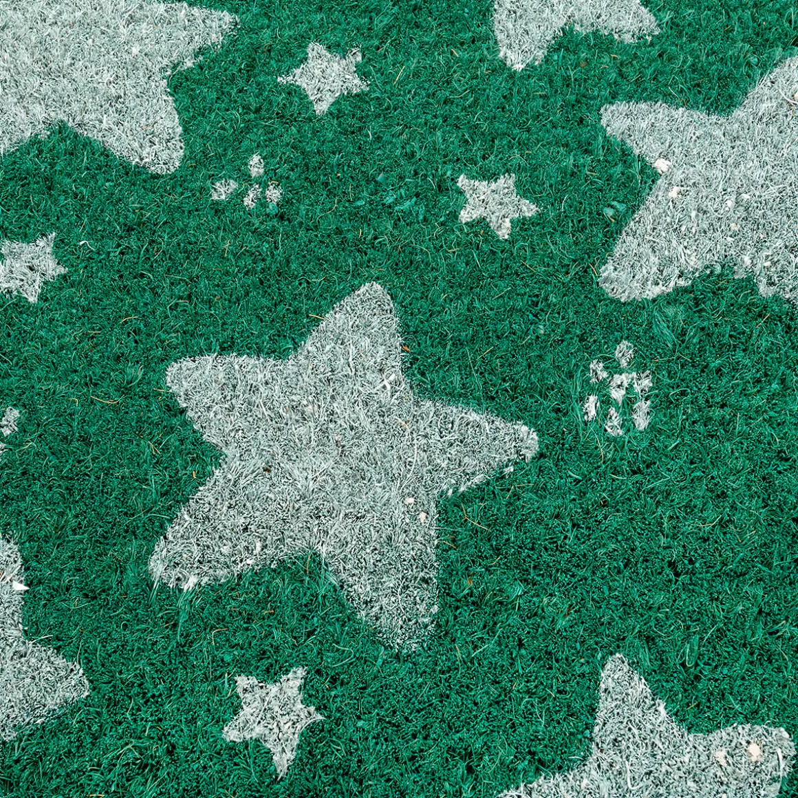 Felpudo fibra coco estrellas verde