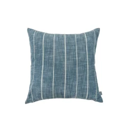 Funda de Cojín Azul con Rayas Blancas 45 x 45 cm