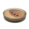 Jabonera de Vidrio Verde y Madera de Acacia 11,3 × 2,3 cm