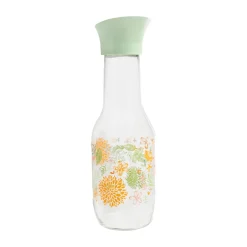 Jarra de Cristal con Tapa Verde y Diseño floral