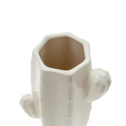Jarrón Cactus Blanco de Cerámica 12 x 7 x 17 cm