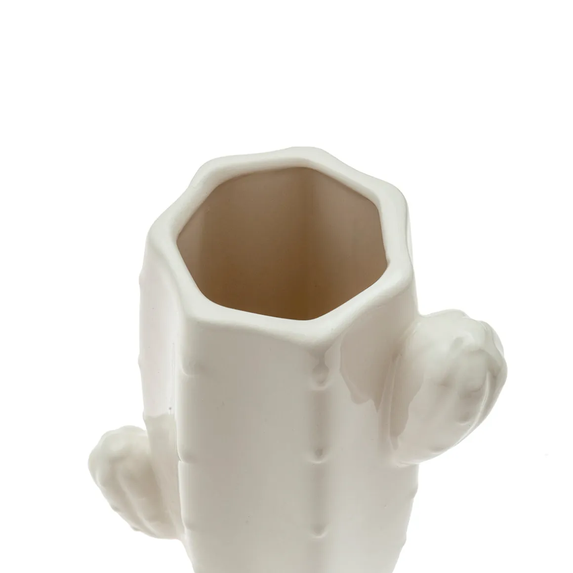 Jarrón Cactus Blanco de Cerámica 12 x 7 x 17 cm