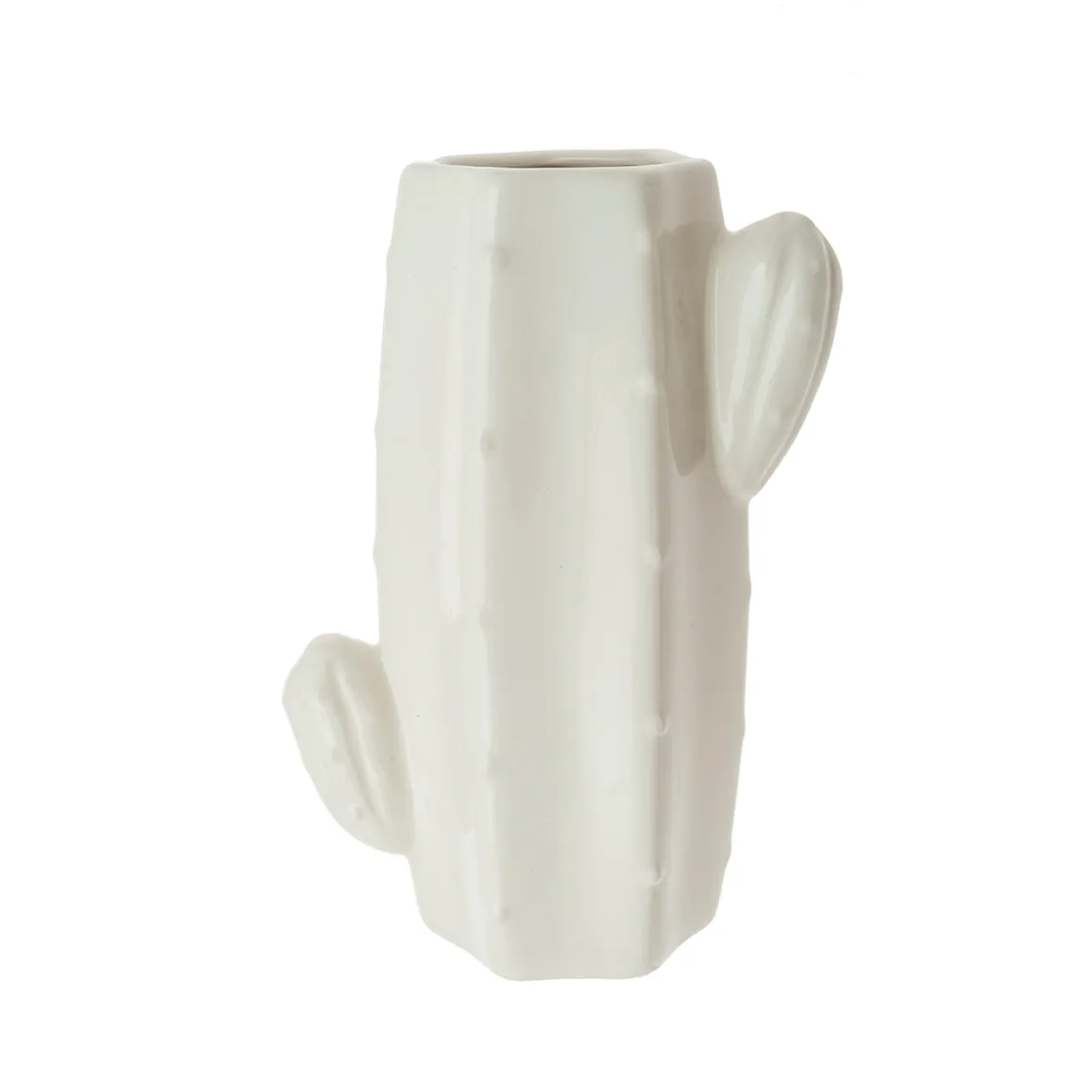 Jarrón Cactus Blanco de Cerámica 12 x 7 x 17 cm