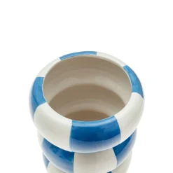 Jarrón de Cerámica Azul Bicolor 12,4 x 12,4 x 15,5 cm