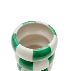 Jarrón de Cerámica Verde Bicolor 12,4 x 12,4 x 15,5 cm