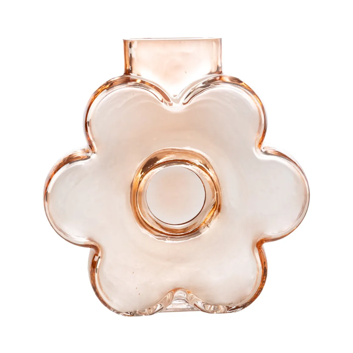 Jarrón Decorativo de Vidrio Rosa con Diseño Floral para flores
