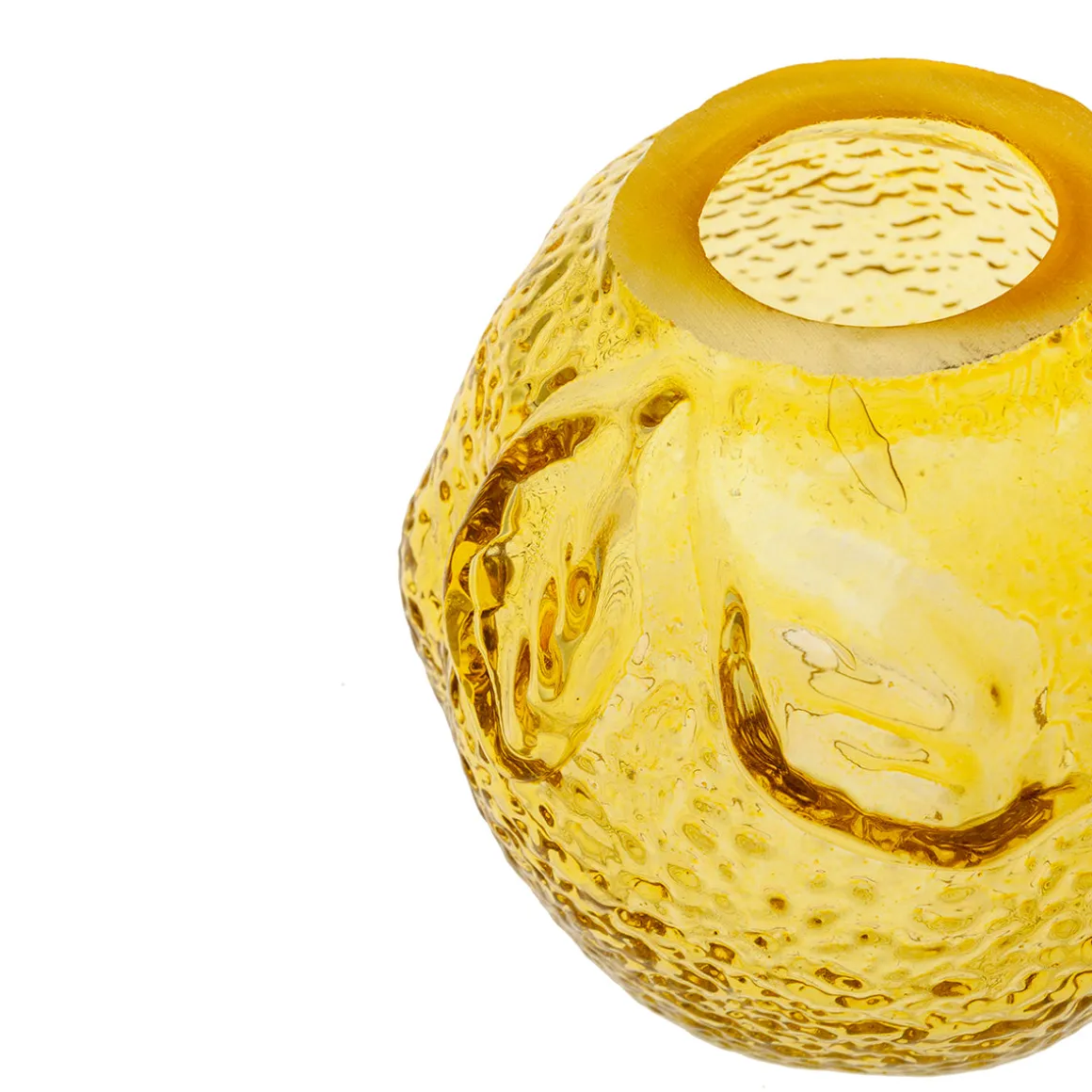 Jarrón de Vidrio Amarillo Texturizado 11 cm