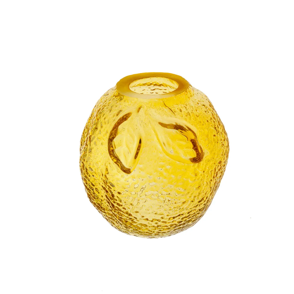 Jarrón de Vidrio Amarillo Texturizado 11 cm