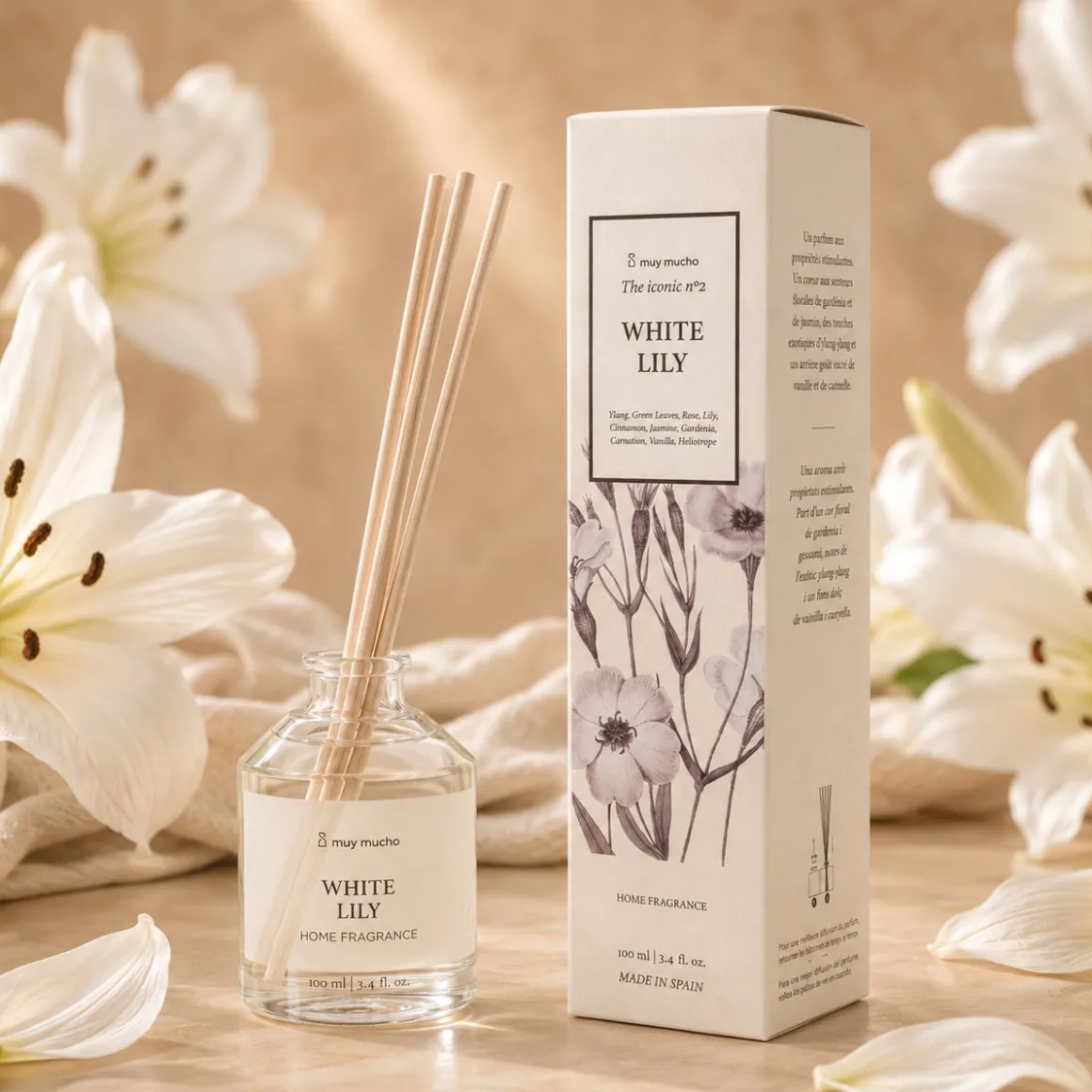 Mikado White Lily - Difusor en Sticks