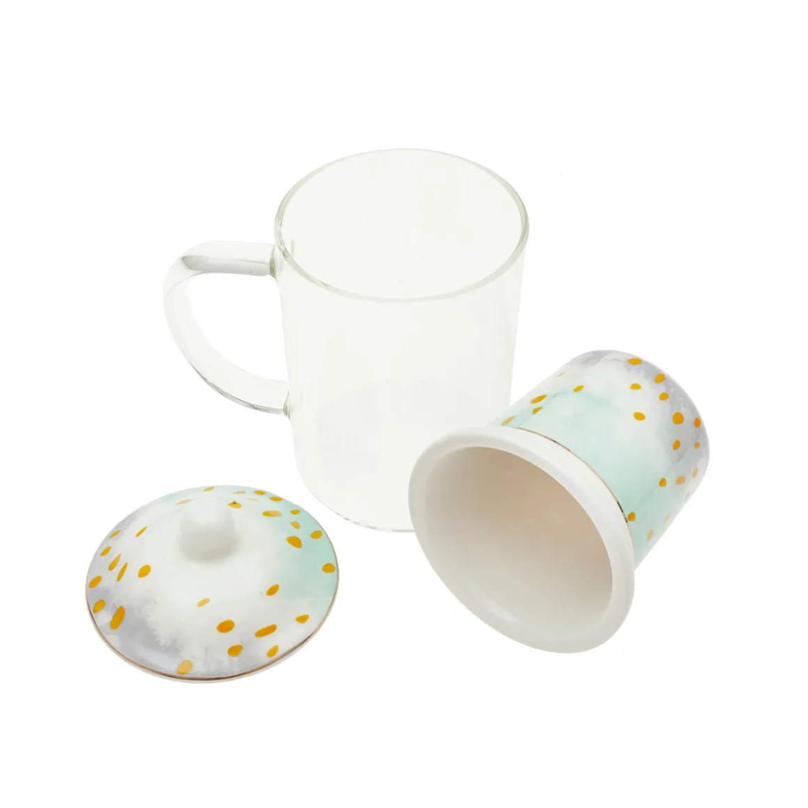 Mug infusiones cristal 12x8x14,5 300ml bloom turquesa