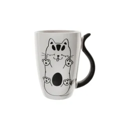 Mug porcelana gato ojos cerrados
