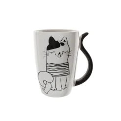 Mug porcelana gato rallas ojos cerrados