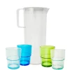 Pack Jarra con 4 Vasos de Acrílico Multicolor