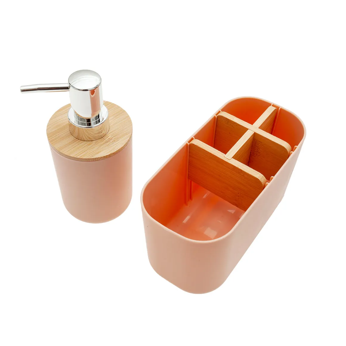 Pack Organizador de Baño + Dispensador de Jabón Rosa