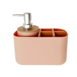 Pack Organizador de Baño + Dispensador de Jabón Rosa