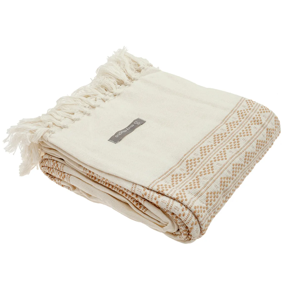Plaid con bolsa 145 × 200 cm beige