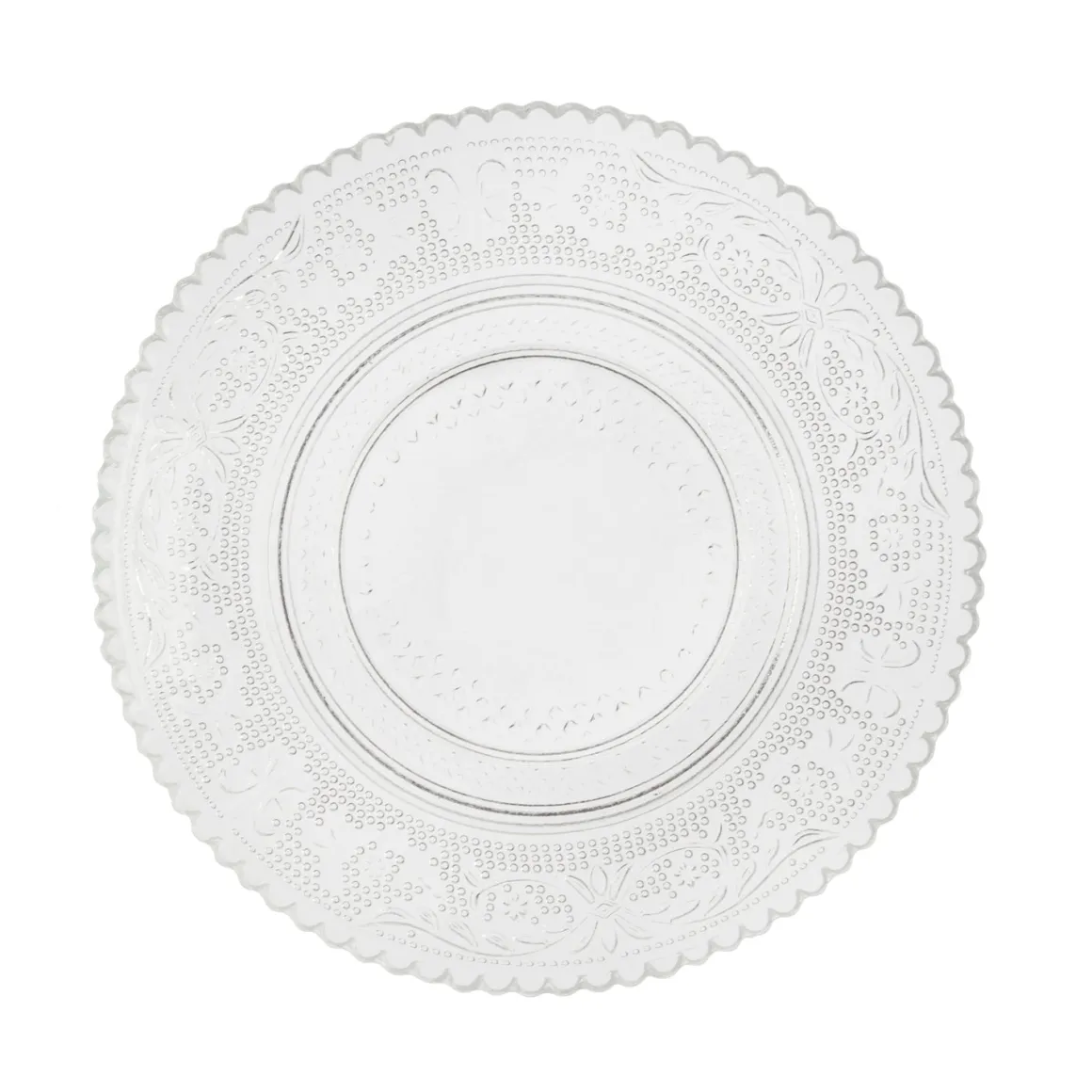 Plato postre cristal relieve