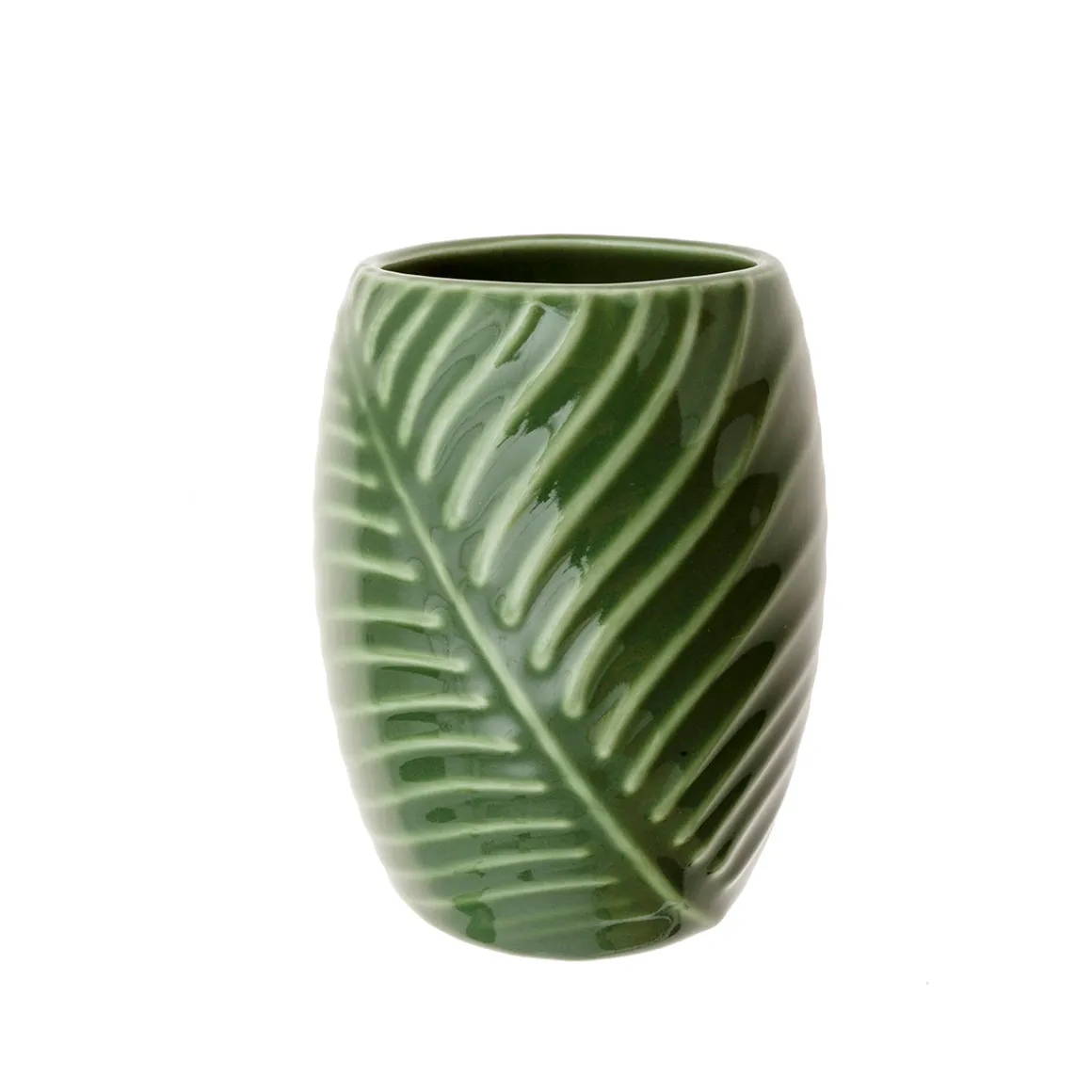 Vaso para Cepillos de Dientes Verde de Cerámica