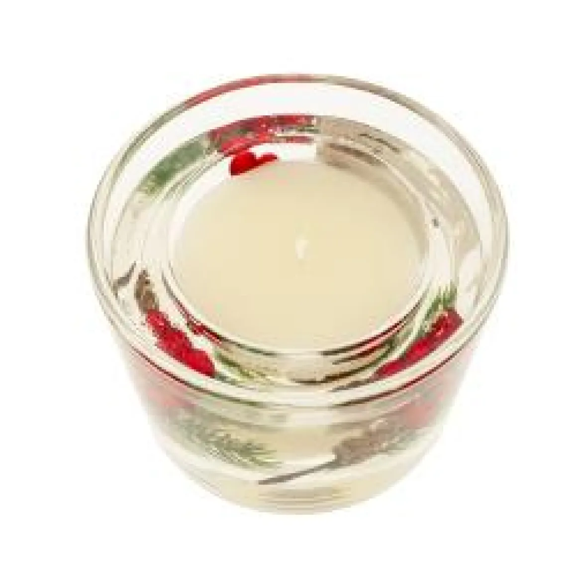Vaso vela gel decoración acebo