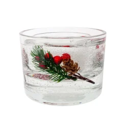 Vaso vela gel decoración acebo