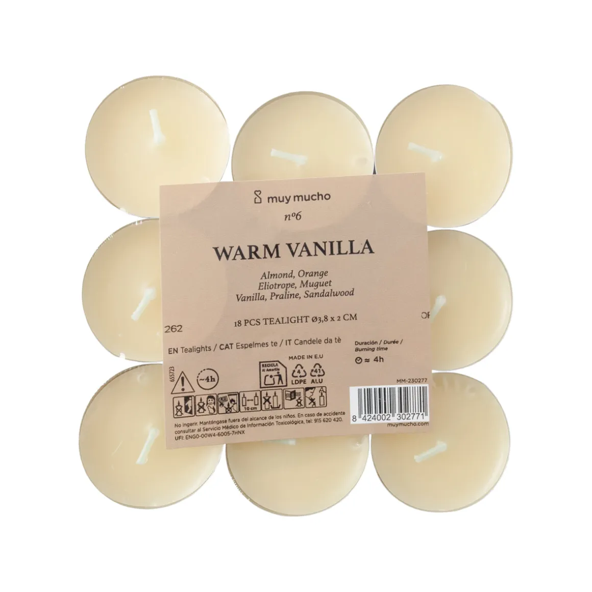 Vela de Té Warm Vanilla Pack 18 Unidades