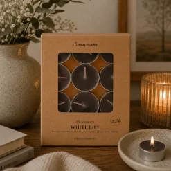 Velas de Té Perfumadas White Lily Pack de 24 Unidades