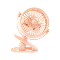 Ventilador Portátil Recargable Rosa con Pinza y Cable USB Tipo C